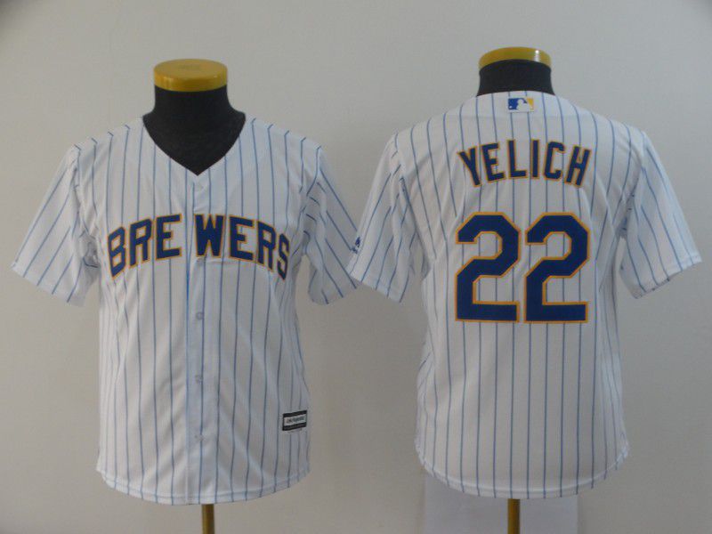 Youth Milwaukee Brewers 22 Yelich White MLB Jersey